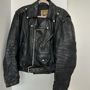 OpenRoad Vintage Leather Jacket for Men Black biker Jacket for Men Size 44
